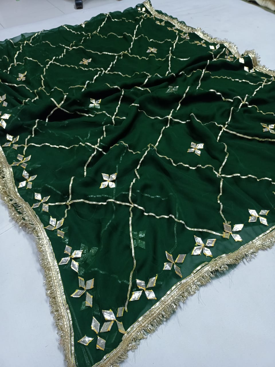 Sweet Georgette Saree Bottle Green